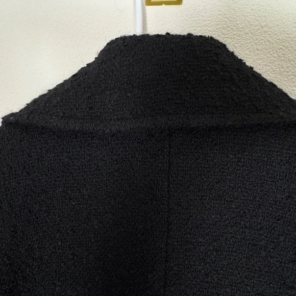 Maeve Black Dble Breasted Tweed Coat Maxi Womens 8P Classic Staple Dark Academia - Picture 7 of 12